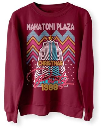 Nakatomi Plaza Party 1988 Weihnachtspullover Ugly Sweater Christmas Sweatshirt Xmas Funny 80's Die Movie Bruce Retro Farben, kastanienbraun, L