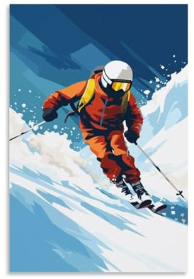 Shredding Snow Retro-Ski-Poster, Wandkunst-Poster, Geschenk für Freunde, Schlafzimmer, Wohnzimmer, Dekoration, modernes ästhetisches Poster, dekorative Malerei, Leinwand, Wandposter und Kunstdruck,
