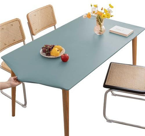 KFDZSW Tischdecke Abwischbare Tischdecke, Wasserdicht Elastische PVC Fitted Vinyl Tischabdeckung Schutz Rechteckig, Für Küche Indoor Outdoor Picknick Camping (Blau,80X80CM)