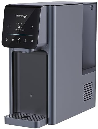 Waterdrop A1 Auftisch Umkehrosmoseanlage mit 6 Temperaturstufen (5-95°C) Mobil ohne Wasseranschluss, 7-Stufige Filterung, TDS Reduzieren, Kalkfreies Trinkwasser zum Kaffee&Tee&Kochen, Touch Display