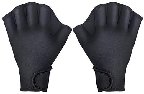 Valicaer Aquatic Handschuhe 1 Paar,Schwimmhandschuhe Webbed Handschuhe Schwimmflossen Wasserdicht Schwimmhandschuhe mit Einstellbare Trageschlaufe Paddel Trainingsschwimm Handschuhe für Erwachsene (S)