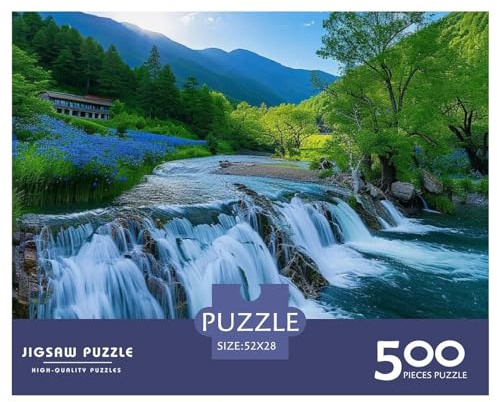 cloudssstore Rivers for Adults Fun Thickened Wooden Jigsaw Puzzles 500 Piece Anime Stress Relief Toy Education Game Toy Intellectual Game Home Decoration Challenge Educational 500pcs (52x38cm)