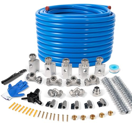 200ft Compressed Air Line Kit 3/4, HDPE-Aluminum Air Compressor Hose Kit for Shop/Garage, Compressored Air Piping System Install Kit Leak-Proof & Easy to Install