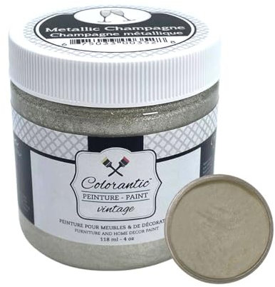 Colorantic | Furniture DIY METALLIC CHAMPAGNE Paint | Art Craft Paint Walls Opaque - Pouring paint (4 oz)