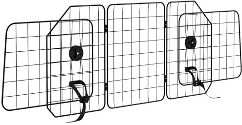 PawHut Hundegitter Auto Universal Kofferraumgitter Verstellbare Breite Hundeschutzgitter Auto Barriere Trenngitter für Hunde aus Stahl Schwarz 93-150 x 42 cm