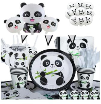 Décoration d'Anniversaire Panda - Set de Vaisselle et Ballons pour Fête Panda