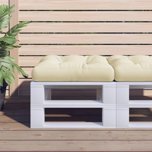 ZEYUAN Palettenkissen Creme 60x61,5x10 cm Stoff, Sitzkissen Outdoor, Ersatzkissen Für Rattanmöbel, Sonnenliege Kissen, Paletten Polster, Schaukelstuhlkissen - 360880