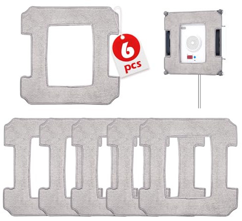Fettwal 6 Pièces pour Ecovacs Winbot W1 Pro/W1/W2 Omni/W2 Serpillère Rechange Kit, Lingettes de Rechange Robot Lave Vitre en Microfibre pour Ecovacs Accessoire, pour Nettoyage Vitre