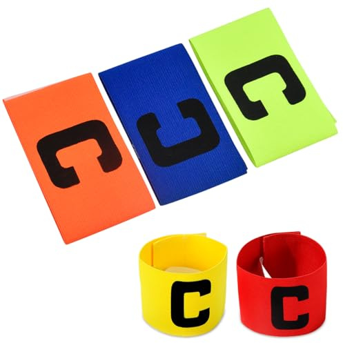 Gudalea 5 Stück Fußball Kapitänsbinde – Elastische Spielführer Armbinde, Multicolor Kapitäns Armband für Kinder, Erwachsene, Junior – Ideal für Viele Sportarten