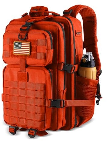 Hannibal Tactical MOLLE-Sturmrucksack, taktischer Militär-Rucksack, für Armee, Camping, mit Flaschenhalter, 45 L/28 L, Orange/Abendrot im Zickzackmuster (Sunset Chevron), 45L