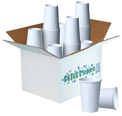 DETERMONDO Bicchieri Carta Bianchi Monouso Grandi 360 ml Usa e Getta, Biodegradabili, Termici Ideali Per Acqua, Caffè, Cappuccino, Tisane e Bevande Calde Compostabili e Riciclabili 1000 pz