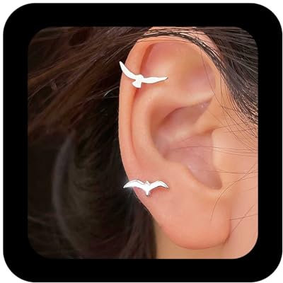 Allereya Boho Möwen Ohrringe kleine Möwe Ohrringe Silber Vogel Bolzen Ohrring Vogel Albatros Ohrring Schmuck für Frauen