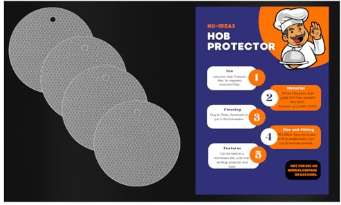 NU-IDEAS Large Silicone Induction Hob Protector Mat, Magnetic, Heat Resistant, Self Sticky, Grey, Round, Trivet, Mat 78x52cm with Grey Work Top Trivets