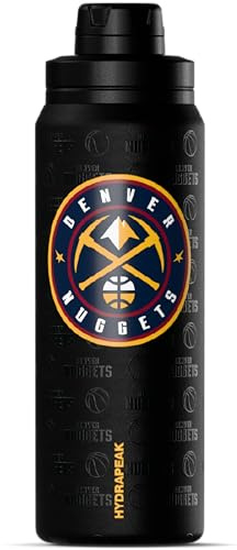 Hydrapeak x NBA Officially Licensed Denver Nuggets 26 oz Active Water Bottle with Chug Lid and Handle Reusable Stainless Steel Double Wall Insulated Sports Gift