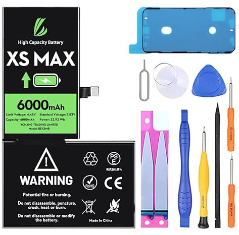 LL TRADER Batterie pour iPhone XS Max, 6000mAh Batterie Lithium polymère Haute capacité avec Outils de réparation