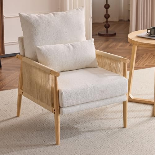 Karl home Cozy Accent Chair Braid Arms, Beige