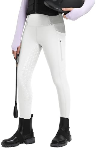 FitsT4 Sports Pantalones de equitación para niñas Leggings de equitación Revestimiento Completo de Silicona Pantalones de equitación de Cintura Alta