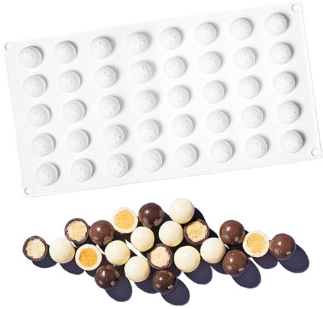 Stampo Sfere Piccole 40 Cavità Sfera Silicone per Gelatina,Bianco Stampo Semisfera Silicone, Forma di Sfera Palla Dome per Cioccolato per realizzare cioccolato, torte, ghiaccio