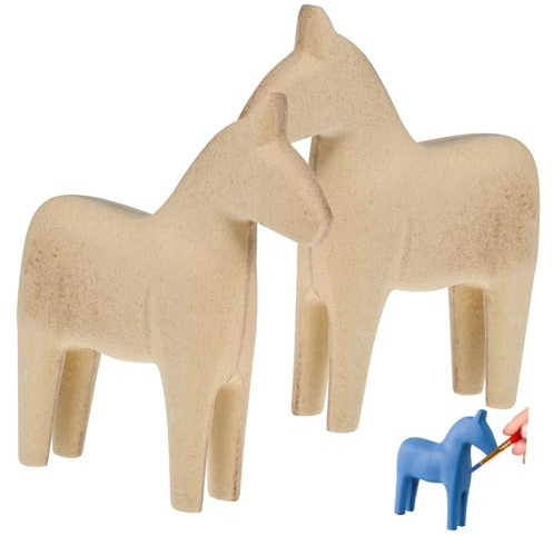 ARTIBETTER 2Stücke Holz Pferdefiguren DIY Unvollendete Tischdekoration für Projekte für Partys und Sicher für Erwachsene Individuell Gestaltbar