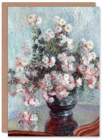 Artery8 Claude Monet Art Card Chrysanthemum Flowers in Vase