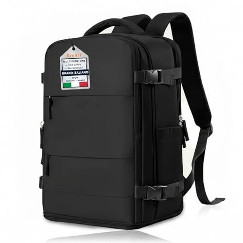Bronzi® Zaino Ryanair compatibile 40x20x25 Zaino da Viaggio Aereo Bagaglio a Mano compatibile Ryanair | Wizzair 20L Piccolo Borsa da Cabina per Voli Borsa da Viaggio Aereo Zaini Casual Porta PC,Nero