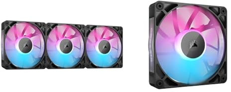 CORSAIR iCUE LINK RX120 RGB Ventilador PWM de 120 mm + iCUE LINK RX120 Ventiladores PWM RGB de 120 mm con iCUE Link System Hub Paquete