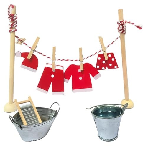 14 Pezzi Elfo di Natale Accessori,Porta Elfo Natale Kit,Mini Piccolo Vestiti Natale, Appendiabiti in Miniatura,Decorazioni DIY Bambini Regalo,Regalo di Natale,Decorazione per Natale
