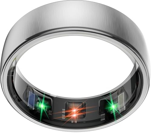 EOGBM Smart Health Ring Sleep Health Tracker for Women Men with Heart Rate, Blood Oxygen, Sleep Monitor, Steps,Calories, 5ATM Waterproof for iPhone/Android, No Subscription Fee (Silver, 11#)