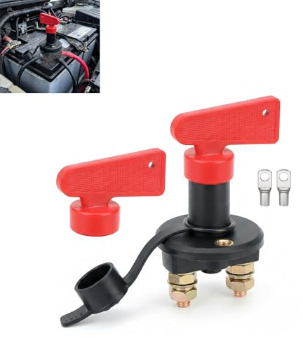 Isolateur de Commutateur Principal de Batterie 12V avec 2 Clés, Coupe Circuit Batterie 12V 300A pour Voiture, Bateau, Interrupteur de Batterie Principal de Déconnexion, Coupe Batteria Voiture et Moto