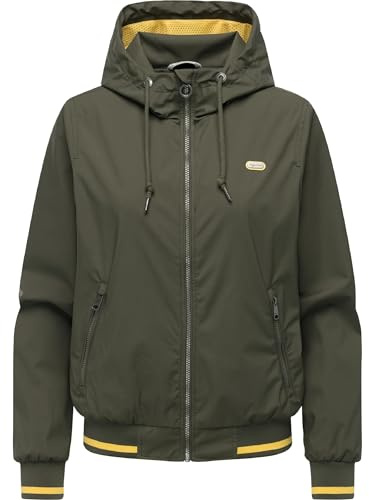 Ragwear Damen leichte, wasser- und winddichte sowie atmungsaktive Übergangsjacke kurze Funktionsjacke mit Kapuze Oggie Sporty YOUMODO XS-3XL
