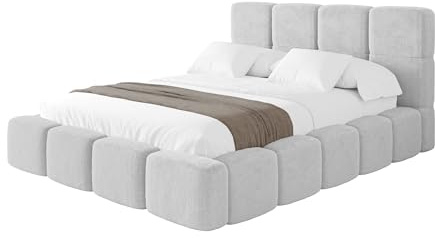 ALTDECOR Polsterbett mit Bettkasten und Lattenrost, Bett mit Matratze H3/H4, Kopfteil, Boxbett, Doppelbett mit Stauraum - NATA 180x200 Hellgrau