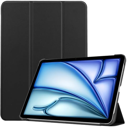 Techsuit für iPad Air 13 2024 bis 2025 Hülle mit 360 Schutz, Mikrofaser Innenfutter, Verstellbaren Betrachtungswinkeln, Schlankem Design, Anti Fingerabdruck, FoldPro Series, PU Leder, Schwarz