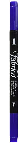 Tsukineko Rotulador para Textil FABRICO Markers translúcido Color Azul ultramarino Doble Punta Pincel/Bala 3,8mm./2,3mm.