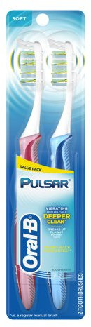 Oral-B Pulsar Soft Bristle Toothbrush Twin Pack,Colours May Vary (Pack of 2)