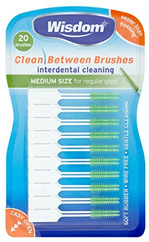 Wisdom WIS8654 Medium Green Clean Between Interdental Brushes - Pack of 3, Total 60