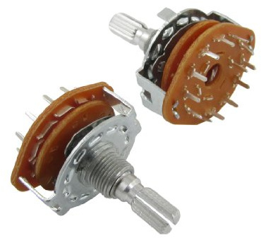 Sourcingmap Split Shaft AC 125V 0.3A 250V 0.6A 1 Pole 12 Positions Rotary Switch (Bag of 2)