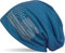 styleBREAKER Beanie Mütze USA Flaggen Design mit Strass-Applikationen, Unisex, Jersey leicht Übergang Frühling Herbst, Farbe:Petrol-Blau