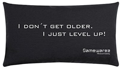 GAMEWAREZ Kissen I don't get older, I just Level up! für Wohn- und Schlafzimmer, Reisekissen, Made in Germany. Grau meliert mit angesagtem Gaming-Spruch