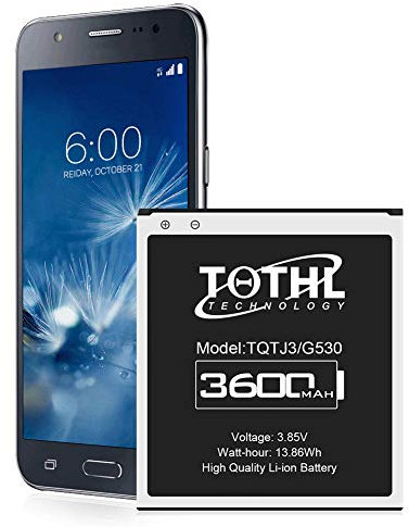 TQTHL Batterie J3 3600mAh, TQTHL Batterie Li-ION de Remplacement Haute Capacité pour Samsung Galaxy J3 2016 J320A J320V EB-BG530BBU EB-BG530BBE J5-G530P Galaxy J5 J500 F Grand Prime EB-BG531BBE