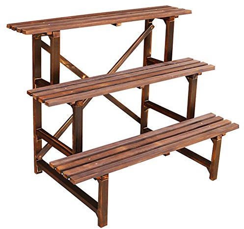 Blumentreppe Pflanzenregal Pflanzentreppe 3-Tier Tannenholz Blumenregal für Outdoor- 3 Stufen Pflanzentreppe Blumenbank Blumentreppe-Blumenregal Pflanzenregal Blumenständer (größe : 90 * 60 * 82cm)