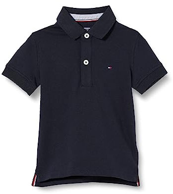 Tommy Hilfiger Polo Manches Courtes Garçon en Coton Biologique, Bleu (Sky Captain), 3 Ans