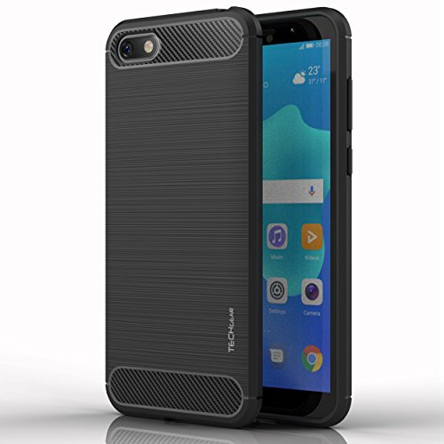 TECHGEAR Stealth Case Compatible with Honor 7s - Flexible, Shockproof, Slim Fit, Soft TPU Protective Shell Cover with Carbon Fibre Design