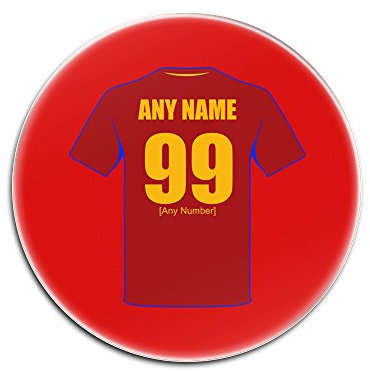 Lot de 4 dessous de verre ronds ronds en bois dur (motif équipe de football) pour tous les noms, numéro unique – Kit FC maillot maillot bande maillot Coupe du monde UEFA Championship