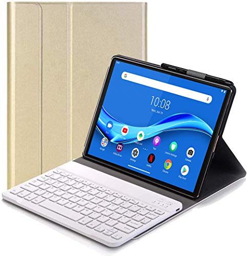 RLTech Tastiera Custodia per Lenovo Tab M10 FHD Plus - QWERTY Tastiera Rimovibile Wireless Keyboard per Lenovo Tab M10 FHD Plus TB-X606F 10.3 Pollice, Oro