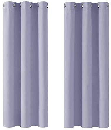 Deconovo Window Treatments Thermal Insulated Eyelet Curtains Blackout Curtains for Bedroom Light Purple 42 x 54 Inch 2 Panels