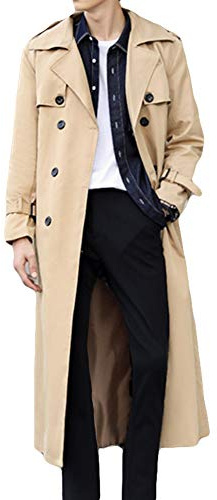 Pantete Trench da uomo doppiopetto oversize casual giacca a vento con risvolto giacca lunga soprabito