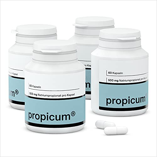 Propicum Kapseln 4er Packung | Nahrungsergänzungsmittel mit Propionsäure | 500 mg Natriumpropionat | 240 Stück
