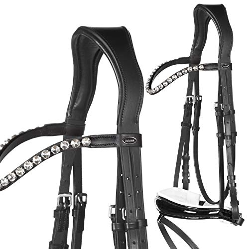 Heinick-Reitsport Trense anatomisch Competition Schwarz Weiß Lack ~ Glow-Silver ~ Vollblut