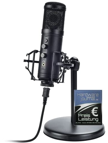 DOCKIN® MP2000 Microfono USB da studio per computer, PC e Mac, microfono Podcast con supporto e ragno per la registrazione vocale e strumentale, microfono per streaming e podcasting con luci LED