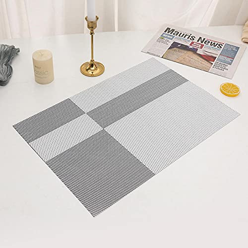 Tovagliette Americana Plastica Lavabili Grigio Argento Tovagliette Colazione PVC Sottopiatti Antiscivolo Tovagliette Americane Antiscivolo Tovaglietta Resistente Al Calore 30x45cm 6 Pcs